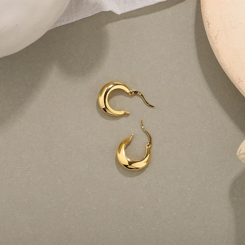 18K Gold Plated Hoop Earrings 925 Silver - 15Mm