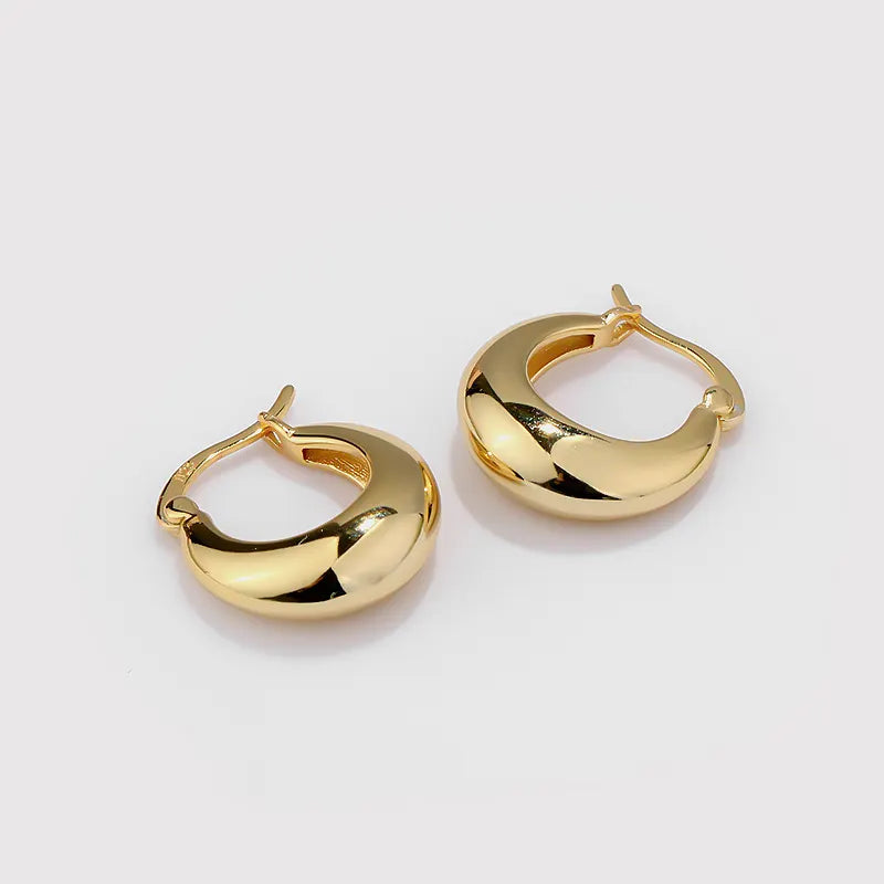 18K Gold Plated Hoop Earrings 925 Silver - 15Mm